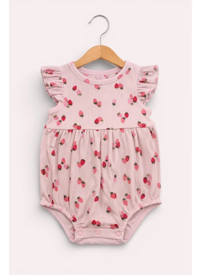 فكتور اند جين Baby Girls Floral Ribbed Bodysuit Rompers – Pack of 3 (Pink & Neutral Tones)